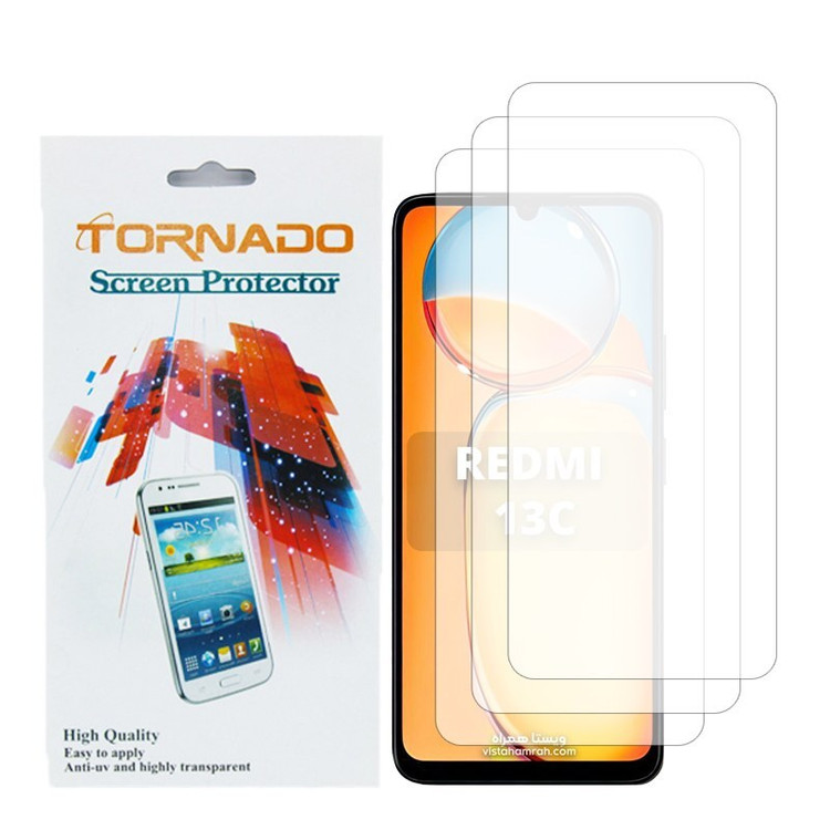 محافظ صفحه نمایش تورنادو مدل نانو گلس مناسب برای موبایل شیائومی Redmi 13C بسته 3 عددی