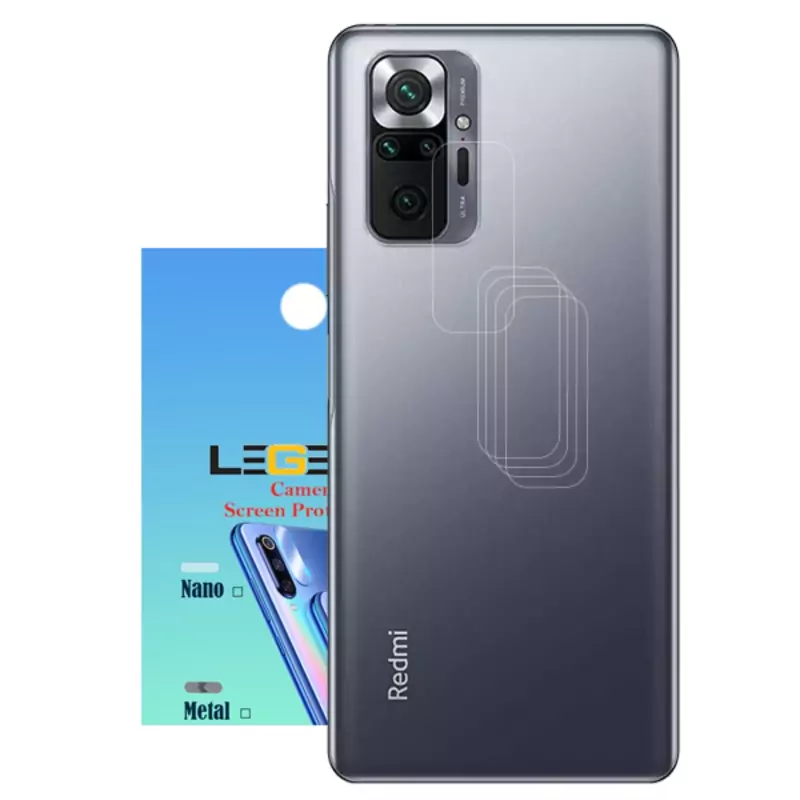محافظ لنز دوربین لجند مدل نانو گلس مناسب موبایل شیائومی Redmi Note 10 بسته 5عددی