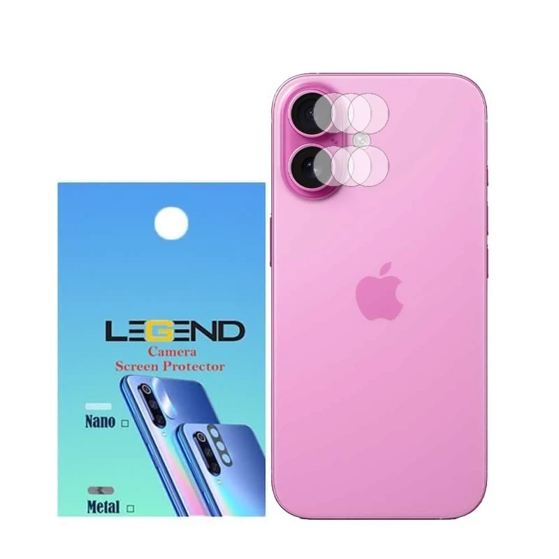 محافظ لنز دوربین لجند مدل نانوگلس مناسب برای موبایل اپل iPhone 16 بسته 3 عددی