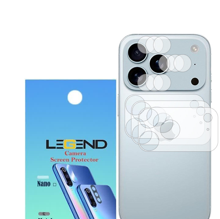 محافظ لنز دوربین لجند مدل نانو گلس مناسب برای موبایل اپل iPhone 18 Pro بسته 3 عددی